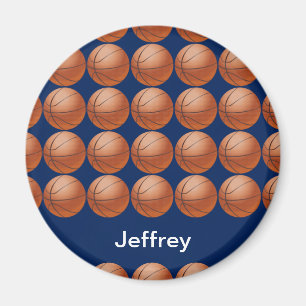 Íman Magneta personalizada de basquete, fundo azul
