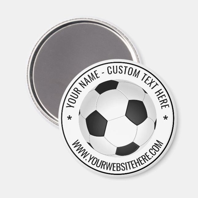 Íman Magneta personalizada de bola de futebol com texto (Front/Back)