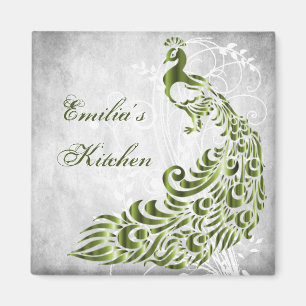 Íman Magneta Personalizada de Peacock Verde
