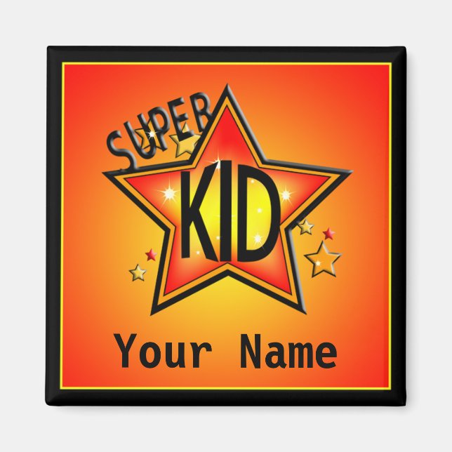 Íman Magneta Personalizada do Nome Super Kid da Estrela (Frente)