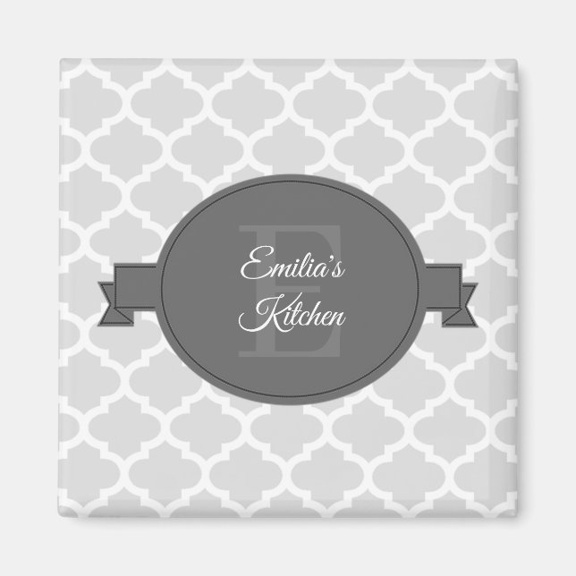 Íman Magneta Personalizada do Quatrefoil da cinza (Frente)