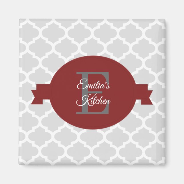 Íman Magneta Personalizada do Red Quatrefoil (Frente)