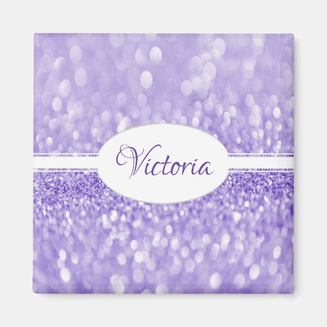 Íman Magneta Personalizada Glitter Roxo (Frente)