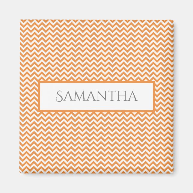 Íman Magneta Personalizada Simples Laranja Chevron (Frente)