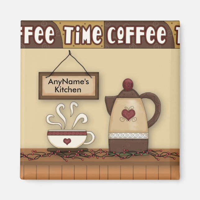 Íman Magneta personalizável de café (Frente)