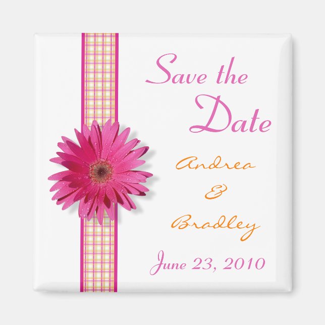 Íman Magneta personalizável Gerbera Daisy Monogramas co (Frente)