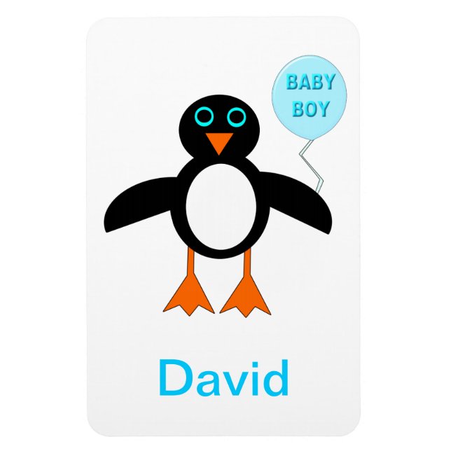 Íman Magneta personalizável Pinguim-Menino Azul-Bonito (Vertical)