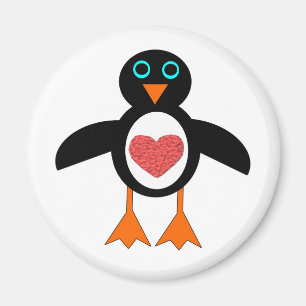 Íman Magneta Pinguin Coração de Amor Bonito