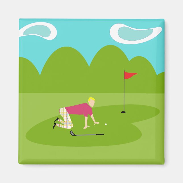 Íman Magneta Praça Golfer Retro (Frente)