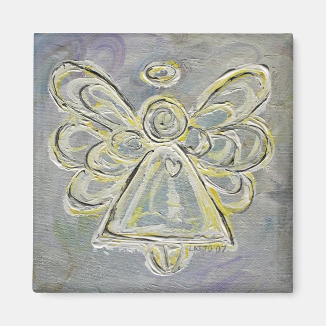 Íman Magneta prata e anjo branco (Frente)