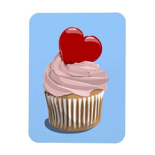 Íman magneta premium de cupcake dia de os namorados (Vertical)
