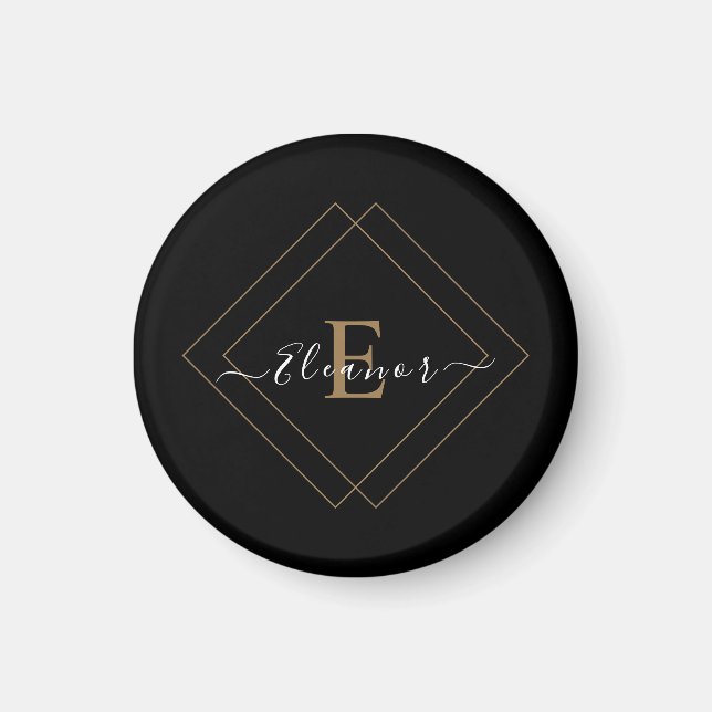 Íman Magneta Preta Personalizada com Nome (Frente)