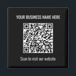 Íman Magneta Preta Quadrada de Código QR Moderno Simple<br><div class="desc">Simple Modern QR Code Square Black Magnet, personalize usando o modelo de personalização online antes de fazer pedidos. Altere o URL (endereço do site) do Código QR no campo URL do Código QR para o endereço do site da sua empresa para que o Código QR seja gerado automaticamente para você....</div>