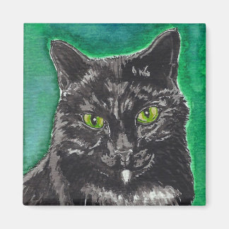 Íman Magneta Preta Quadrada de Gato