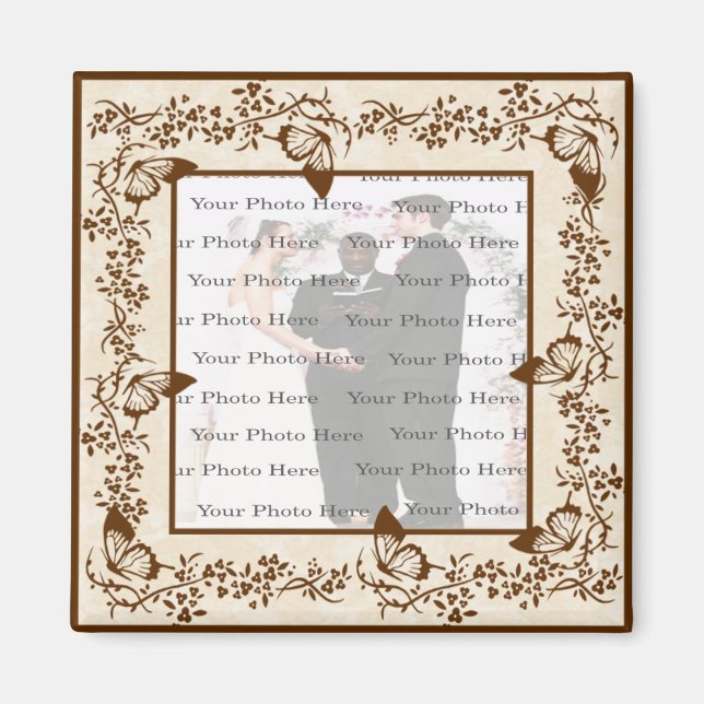 Íman Magneta Quadrada da Borboleta Elegante (Frente)