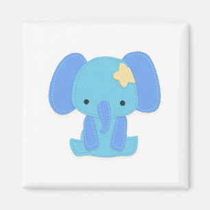 Íman Magneta Quadrada de Elefante Azul