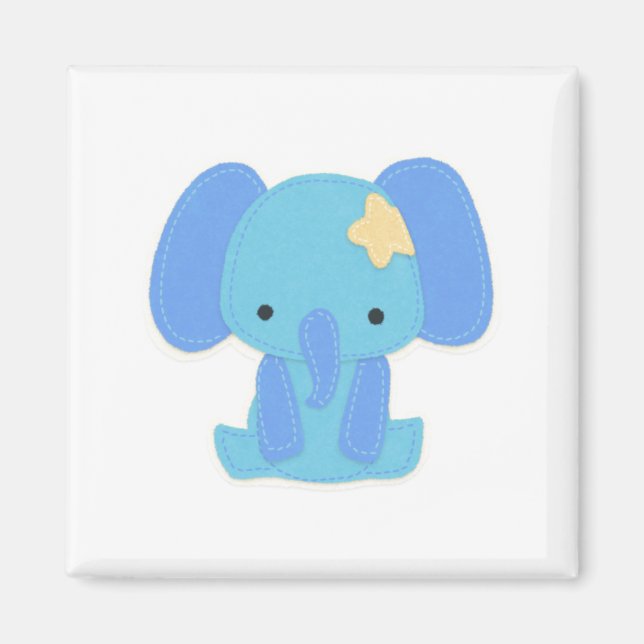 Íman Magneta Quadrada de Elefante Azul (Frente)