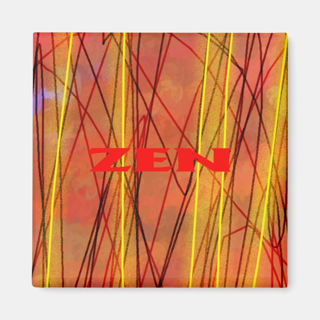 Íman Magneta quadrada de fio vermelho Zen (Frente)