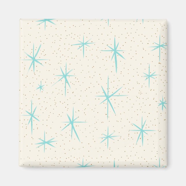 Íman Magneta Quadrada de Starbursts Turquesa Idade do E (Frente)