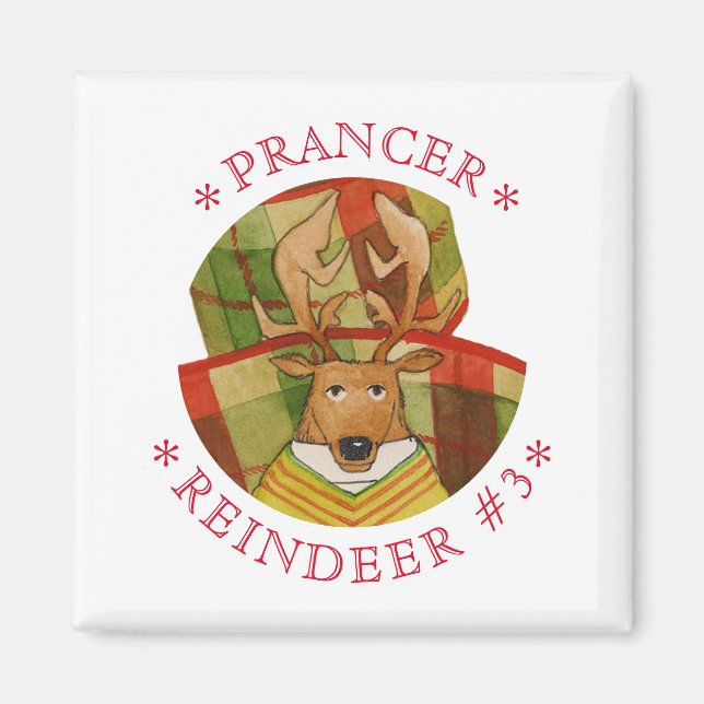 Íman Magneta quadrada do PRANCER REINDEER (Frente)