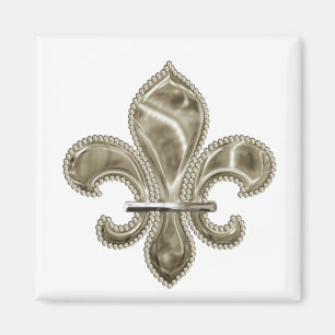 Íman Magneta Quadrada Fleur de Lis Dourada