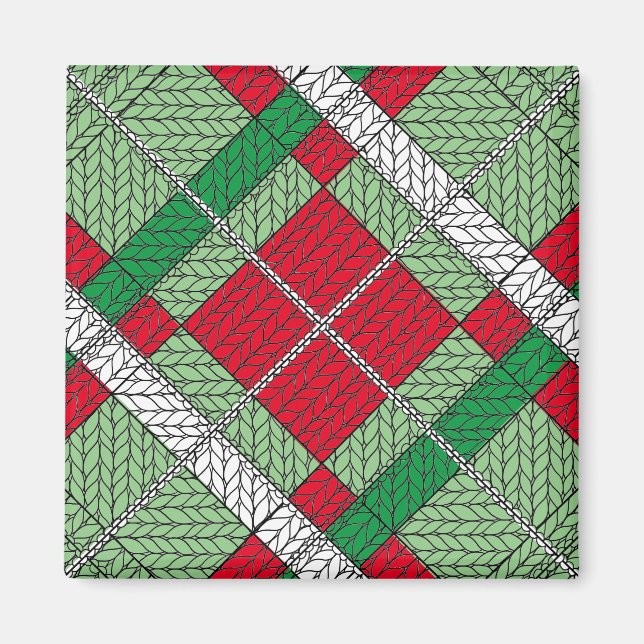 Íman Magneta quadrado HOLIDAY ARGYLE KNIT (Frente)