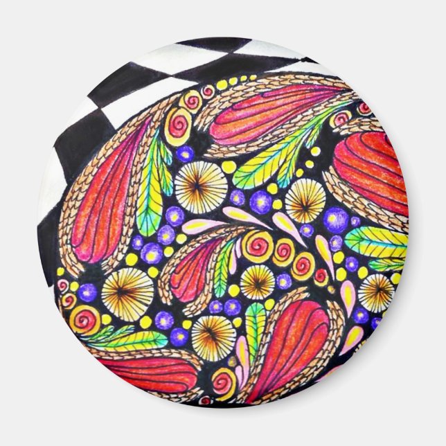 Íman Magneta redonda com arte original (Frente)