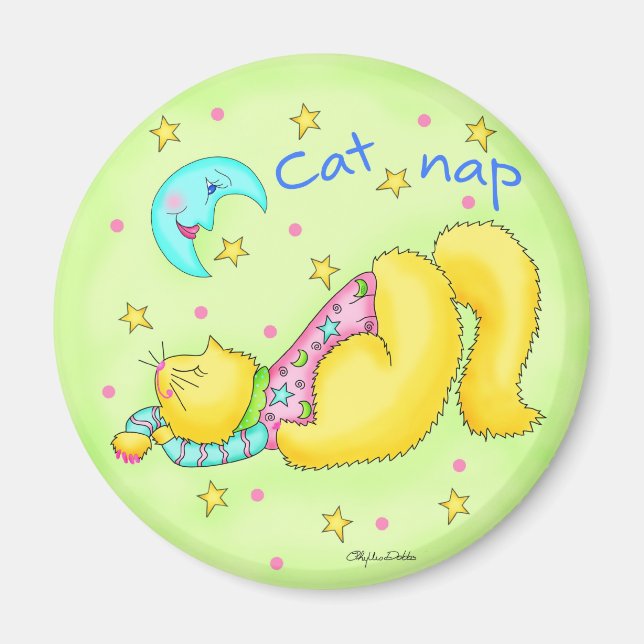 Íman Magneta redonda do Cat Nap (Frente)