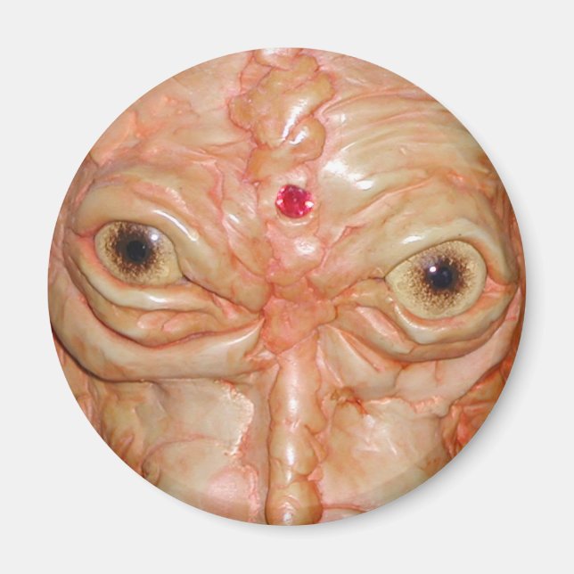 Íman Magneta redonda, "Olhos de Demônio Marrom" (Frente)
