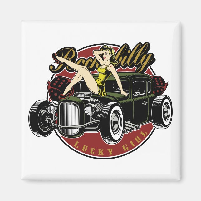 Íman Magneta Rockabilly Pinup Girl (Frente)