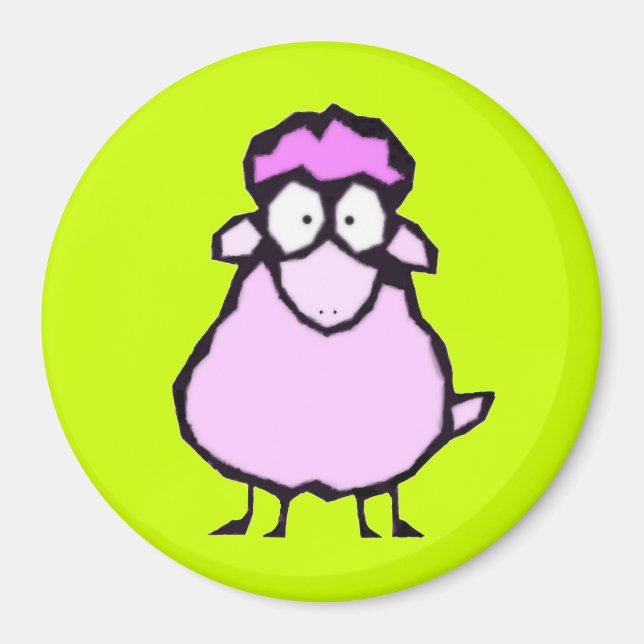 Íman Magneta rosa de ovelha (Frente)
