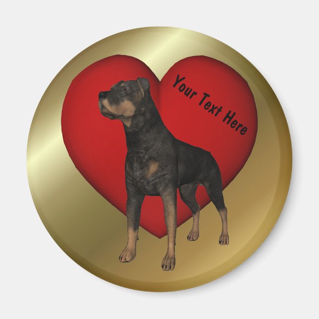 Íman Magneta Rottweiler Red Heart Dog (Frente)