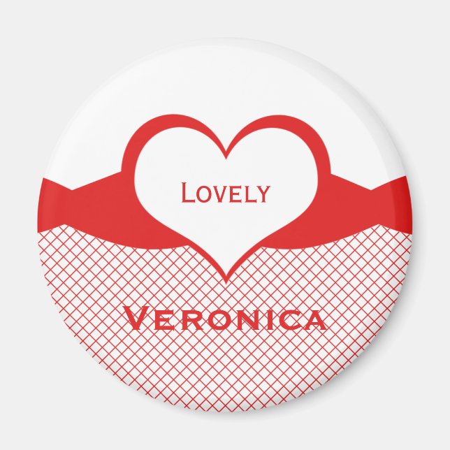 Íman Magneta Sassy Heart Fishnet, Vermelho (Frente)