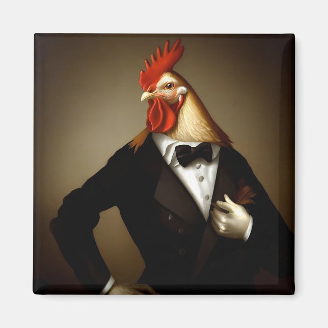 Íman Magneta sofisticada de pintura em galo (Frente)