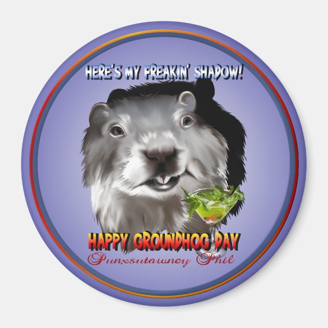 Íman Magneta Sombra de Punxsutawney Phil (Frente)