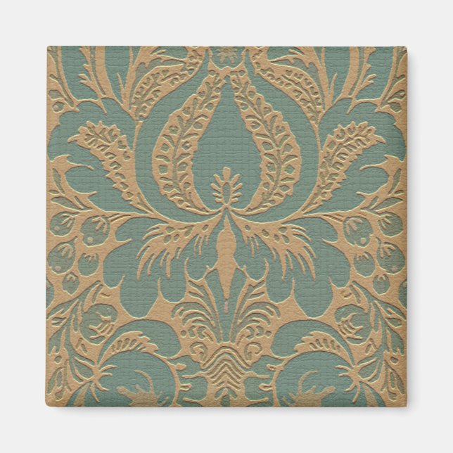 Íman Magneta Teal Beige Damask (Frente)