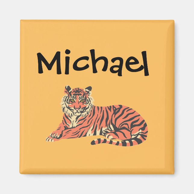 Íman Magneta Tiger Personalizada Com Nome Personalizado (Frente)