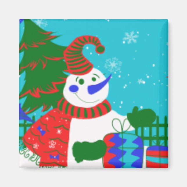 ÍMAN MAGNETAS FUN DE NATAL - TRABALHO DE ARTE DE SNOWMA (Frente)