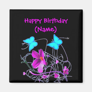 Íman Magnete de aniversário feliz da Floral