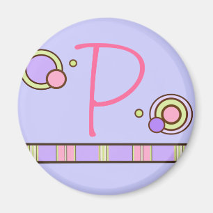 Íman Magnete de pontos e tiras monogramadas - roxo
