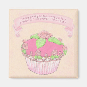 Íman Magnete de script do Cupcake Rosa