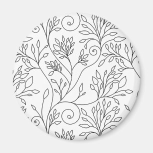 Íman Magnete floral preto e branco