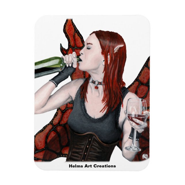Íman Magnética Fada Bebendo Vinho Fantasia Magnet (Vertical)