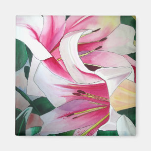 Íman Magnético branco e lírio-rosa