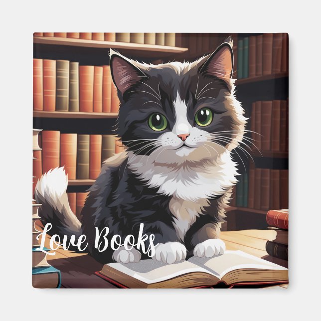 Íman Magnético de Gato de Tempo de Leitura (Frente)