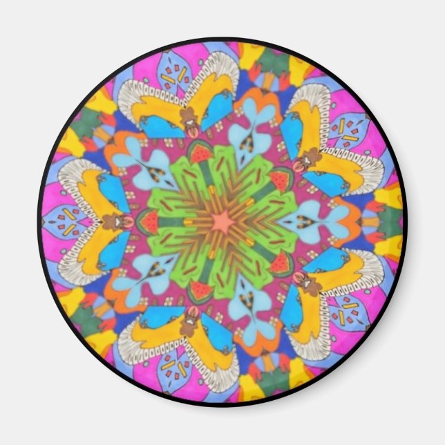 Íman Magneto da Flor Tribal Fractal Mandala (Frente)