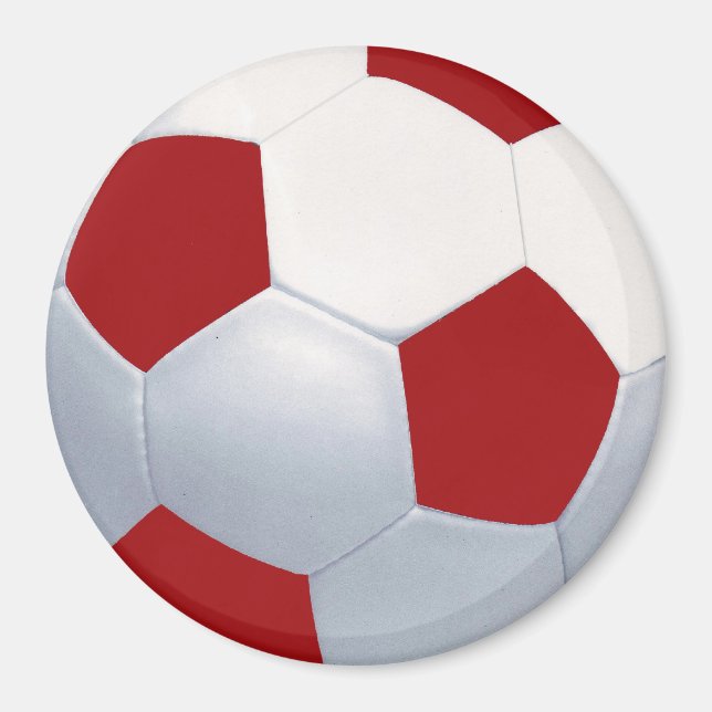 Íman Magneto de bola de futebol vermelho e branco (Frente)