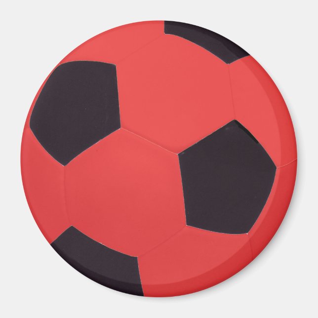 Íman Magneto de bola de futebol vermelho e preto (Frente)