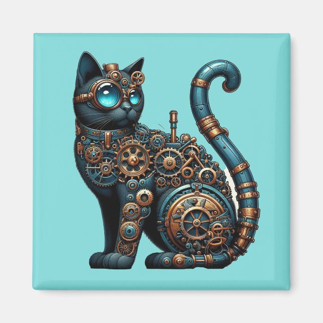 Íman Magneto de Gato Steampunk (Frente)