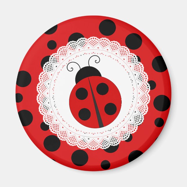 Íman Magneto de Ladybug vermelho e preto (Frente)